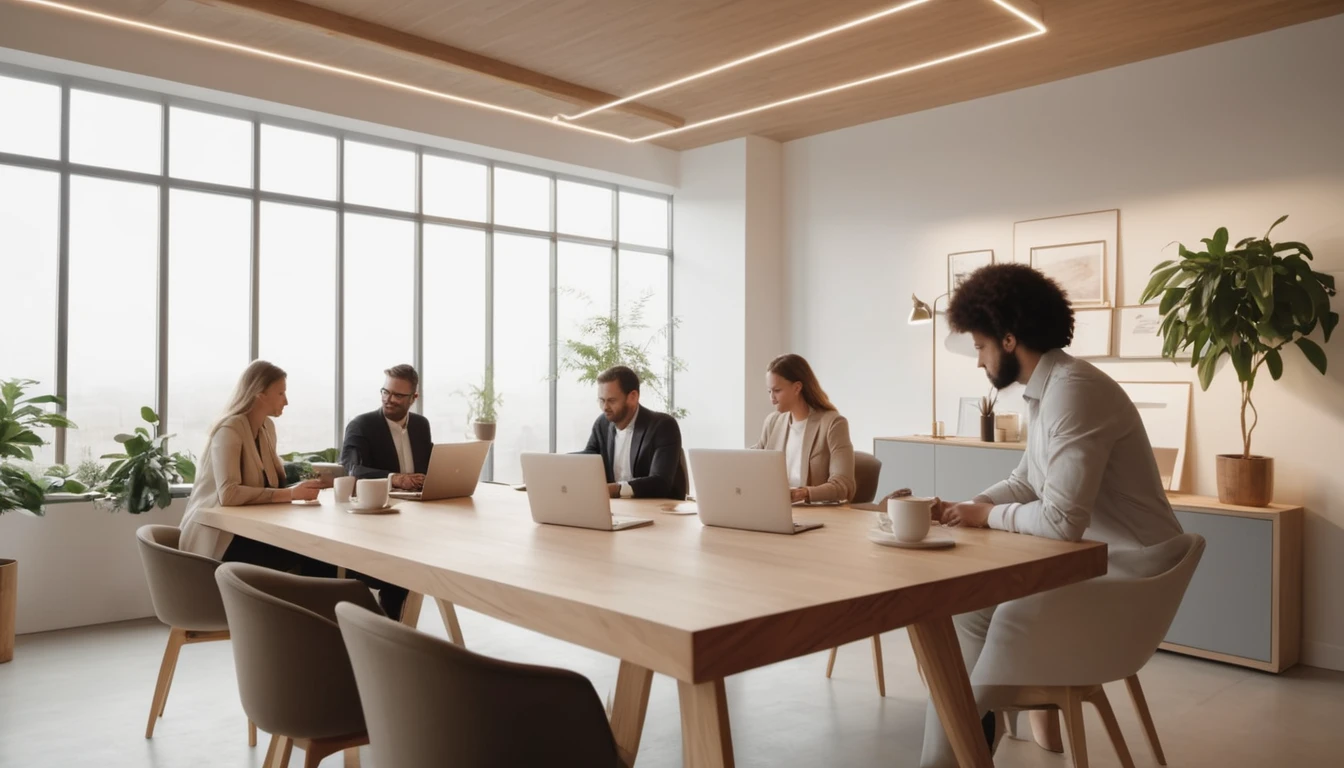 Kávézó asztalnál ülő kollégák egy munkahelyi megbeszélésen.