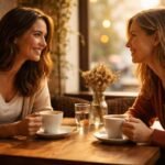 - Barátság a csésze körül: meleg beszélgetések egy kávézó sarkában, mosolyok felcserélődnek.