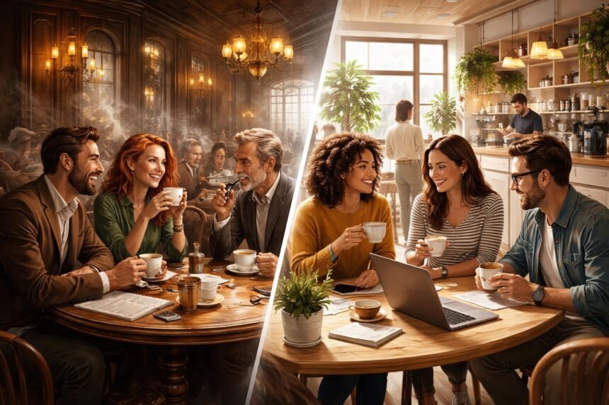 Barátságok története a kávéházaktól a modern kávézókig 51 - Barátságok szövődnek a historikus kávéházaktól a modern, letisztult kávézókig, közösségek.