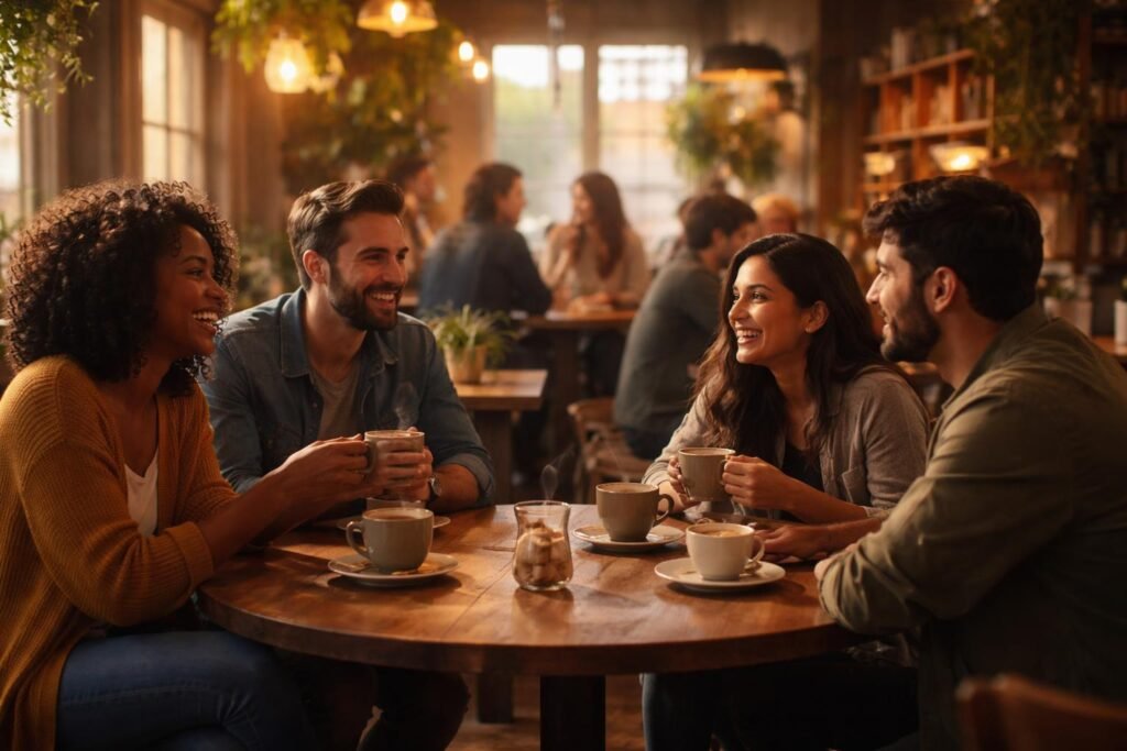 - Kávéházakban a beszélgetések barátságokká szövődnek, mély kapcsolatok és közösségek születnek.